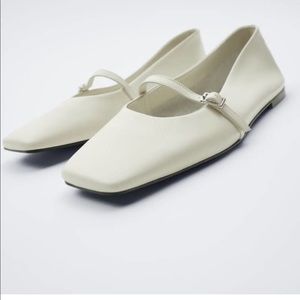 Zara Leather square toe ballet flat.